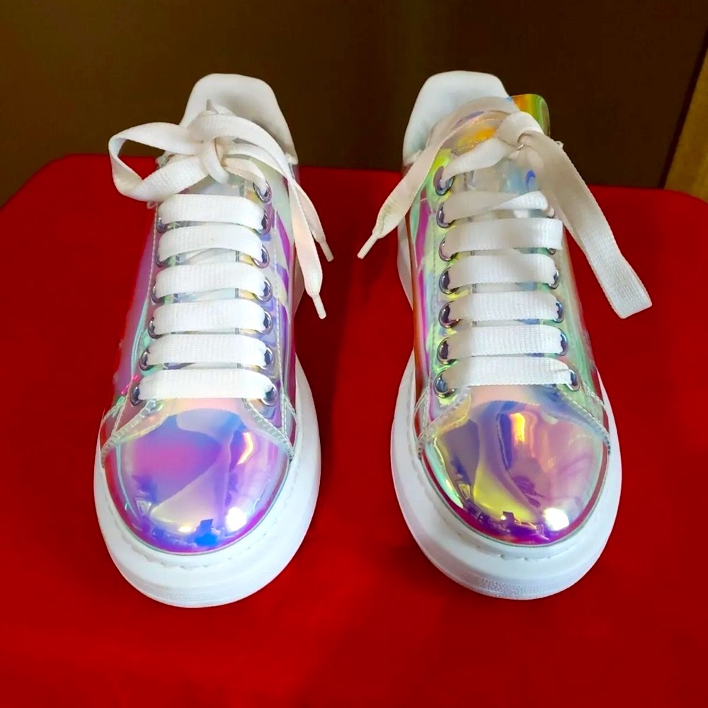 Alexander McQueen 100% Authentic sneakers transparent white iridescent Sz 7 37